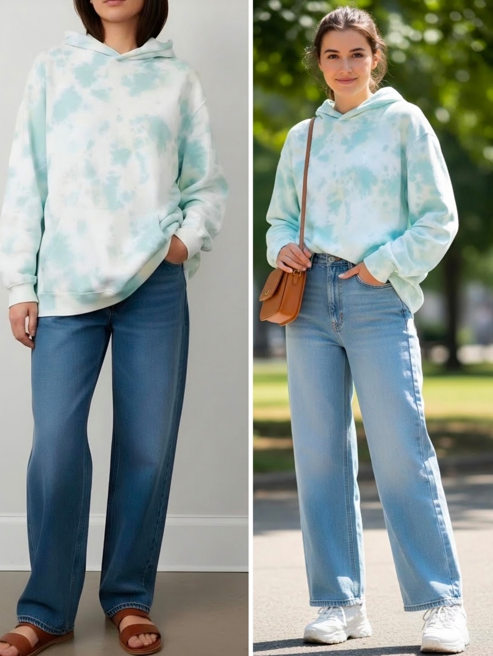 New! Aerie The Sweat Everyday Oversized Cozy Blue Tie Dye Hoodie Sweater